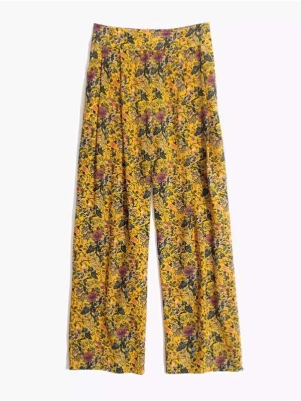 Madewell x Karen Walker Silk Potter Pants Yellow Floral